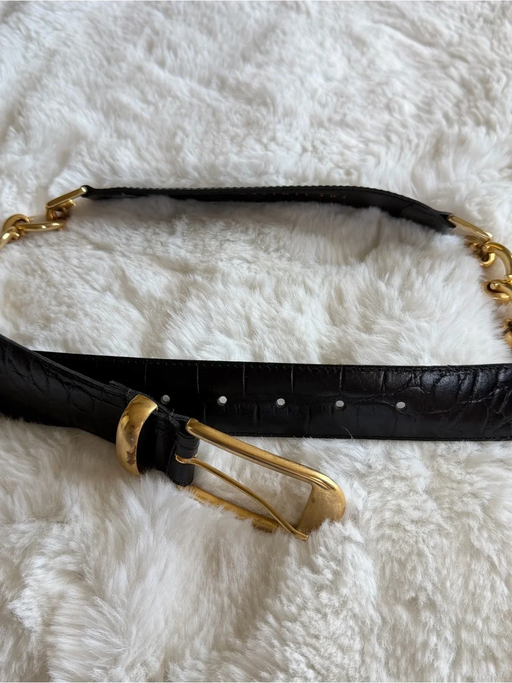 The Limited Black Genuine Leather Chain Belt Gold Hardware Size S Made Italy
